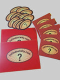 5 sleeves, 12 oval stickers and 2 postcards