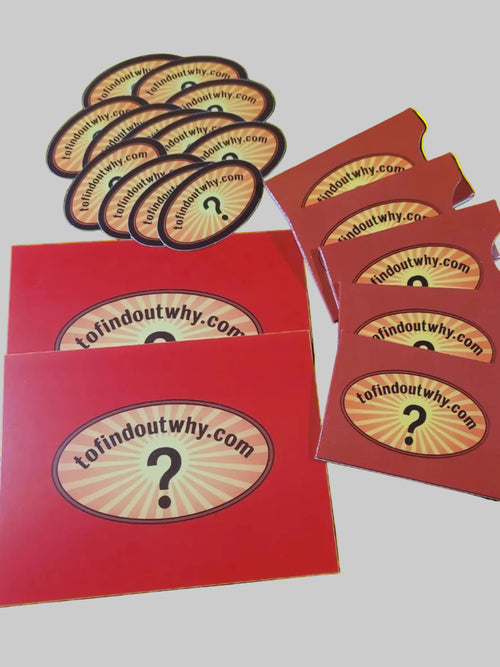 5 sleeves, 12 oval stickers and 2 postcards